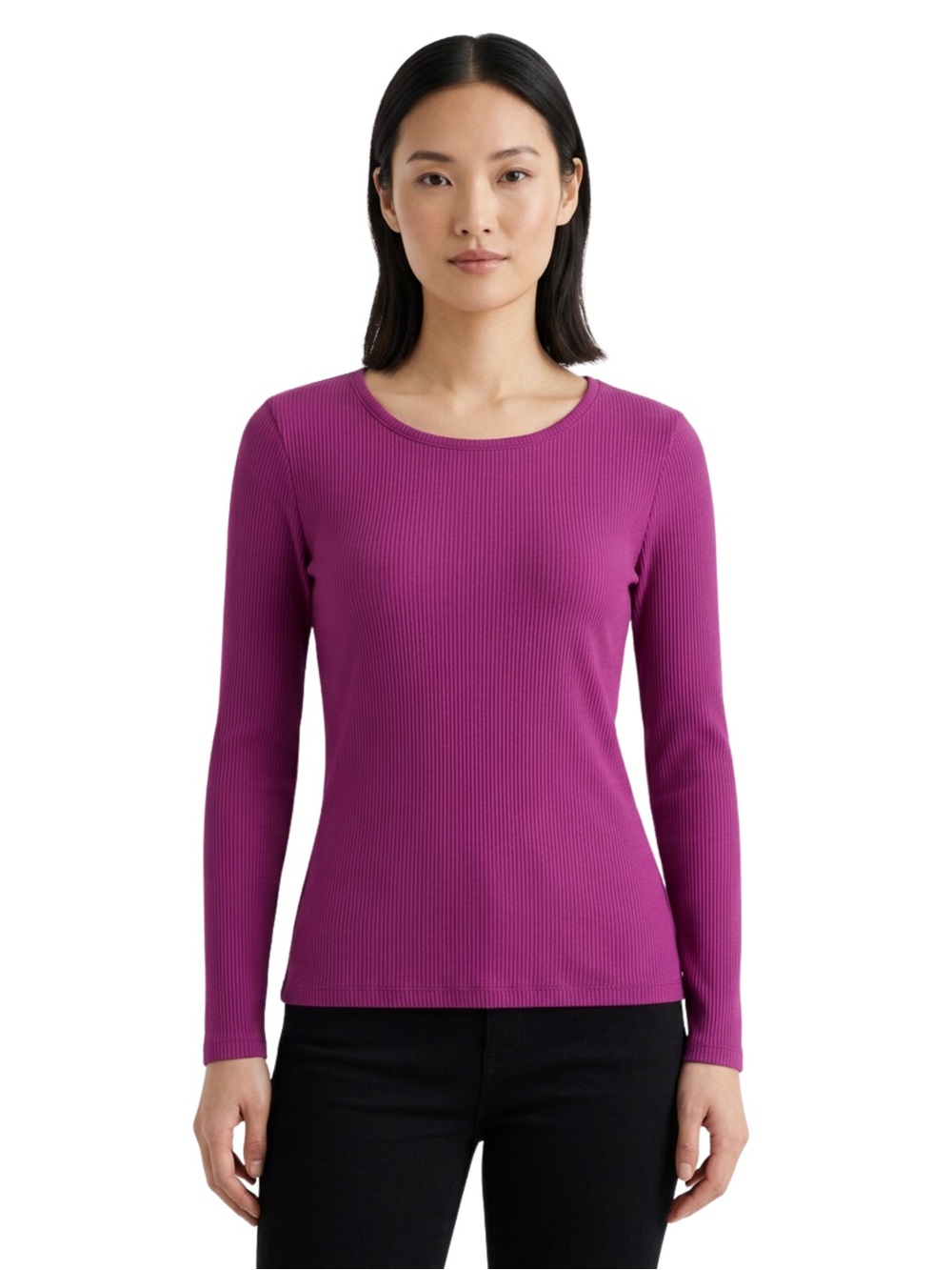 J. Crew Long Sleeve Ribbed Top Plum Preppy Twee Knit Y2K
